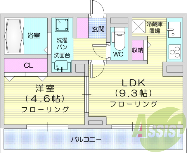 1LDK、浴室乾燥機、追い焚き、宅配ボックス、独立洗面台