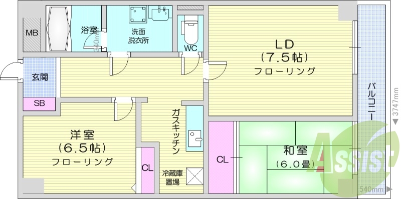 2LDK、貴重なペット可物件、TV付インターホン