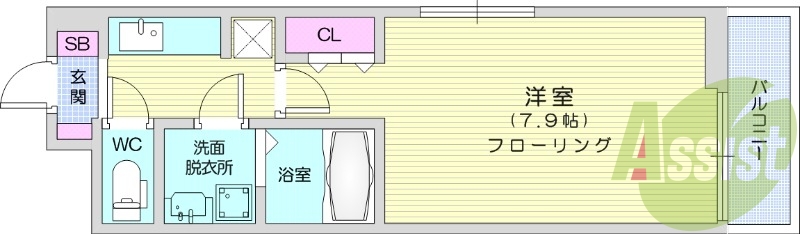 1K、ネット無料、オートロック、浴室乾燥、宅配BOX