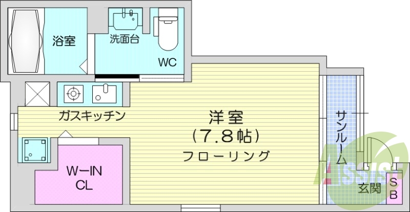 1K、浴室乾燥機、ウォークインクローゼット、追い炊き機能