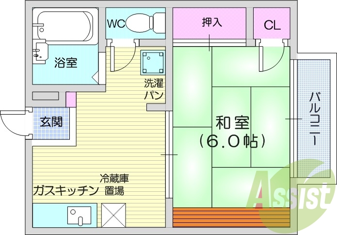 和室、バルコニー、バストイレ別、室内洗濯機置き場