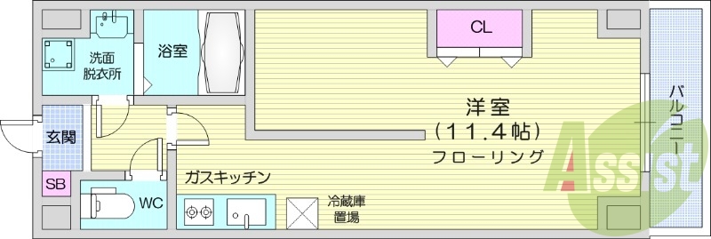 1DK、IHクッキングヒーター、モニタ付きインターホン