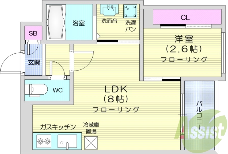 1LDK、インターネット無料、浴室ＴＶ付、浴室換気暖房乾燥機