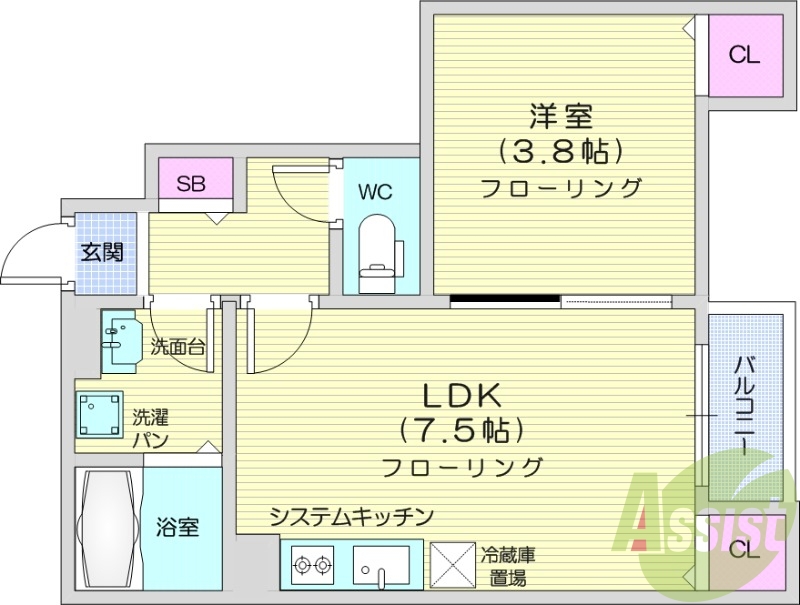 １LDK、エアコン、追い焚き、モニター付きインターホン