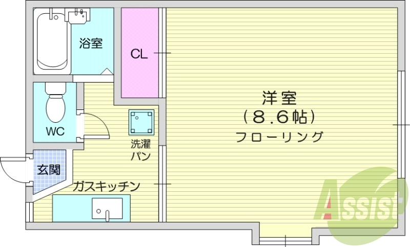 1K、浴室乾燥機、エアコン、バス・トイレ別