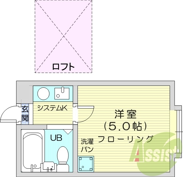 台原駅徒歩圏内、ロフト付き物件、室内洗濯機置き場