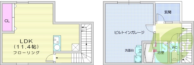 ビルトインガレージ、1SR、エアコン、浴室乾燥機