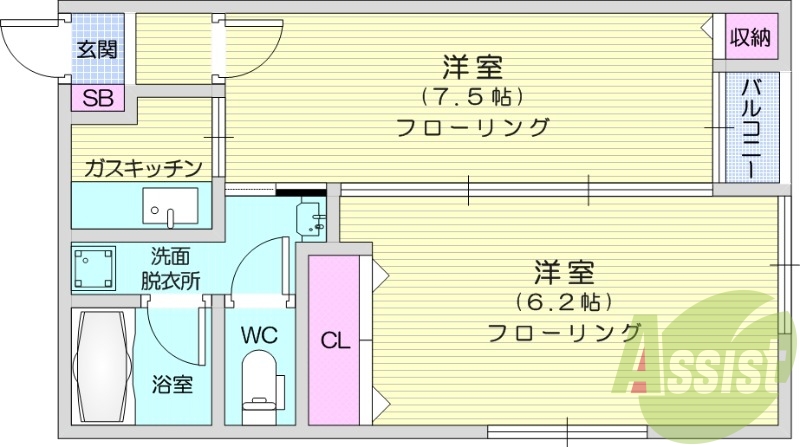 2K、エアコン、モニター付インターホン、追焚機能、BS