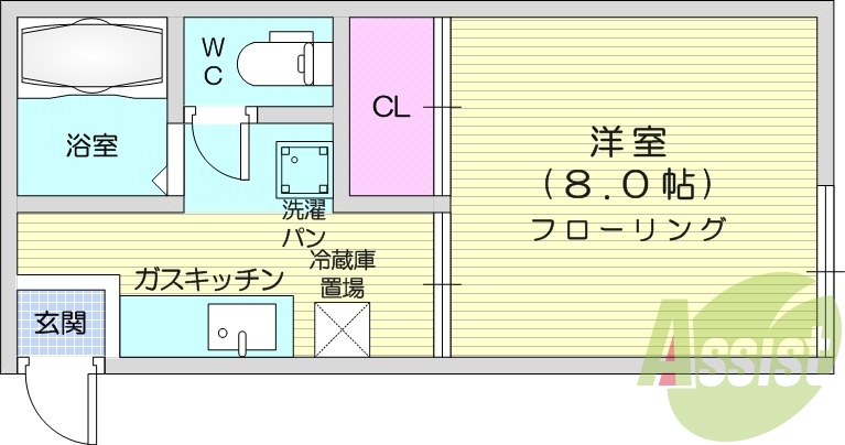 1K、ウォシュレット付き、バストイレ別