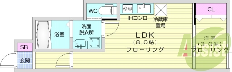 １LDK、追い焚き、エアコン、独立洗面台