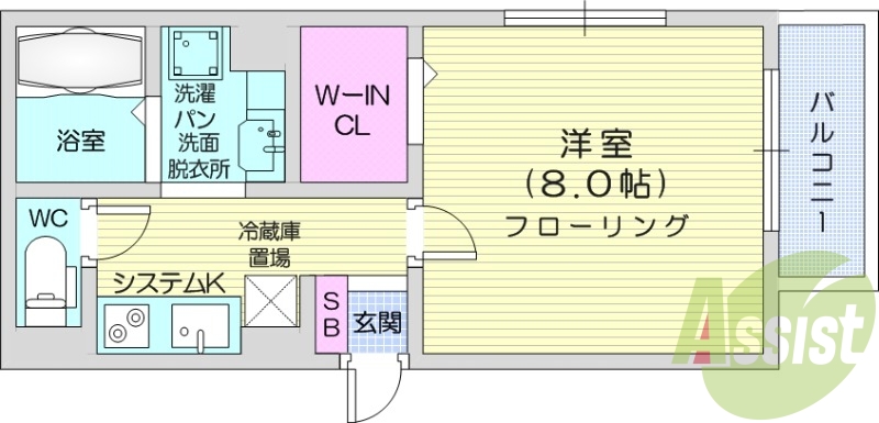 1K、オートロック、バストイレ別、宅配ボックス