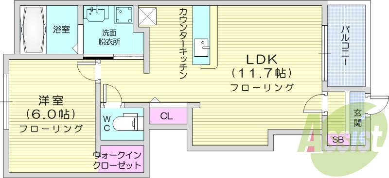2019年築1LDKのお部屋!インターネット無料!