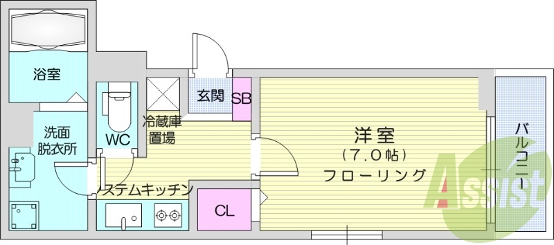 1K、オートロック、浴室乾燥機、追い焚き機能、エアコン。