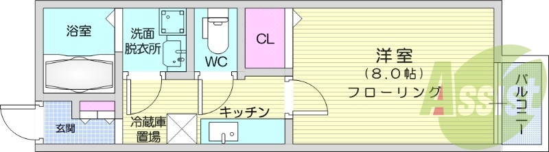 1K、インターネット無料、エアコン、追い焚き機能