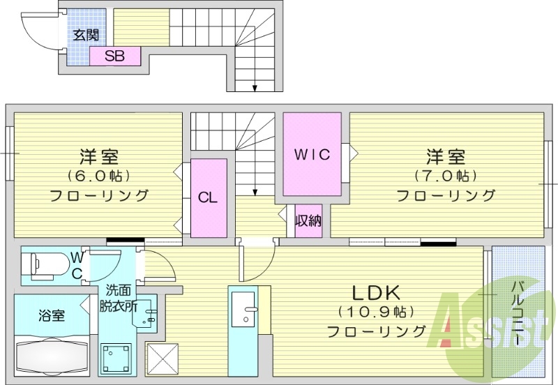2LDK、浴室乾燥機、エアコン2台、ペット相談