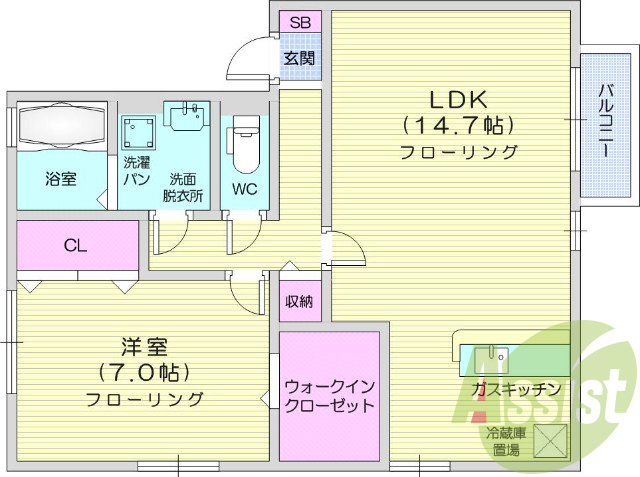 1LDK、エアコン、追い炊き、独立洗面台