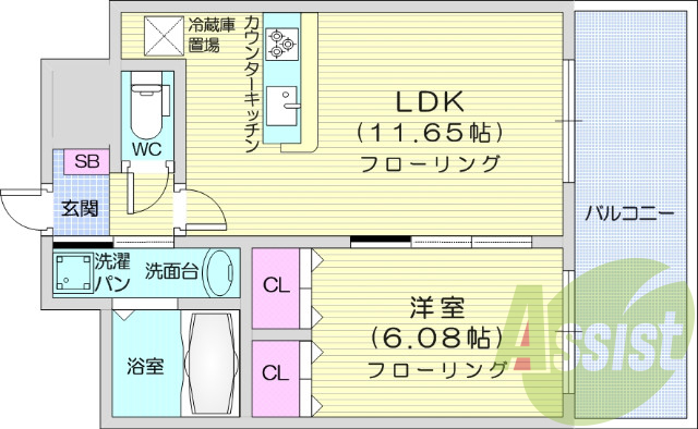 １LDK・ペット相談、二人入居可、独立洗面台、オートロック