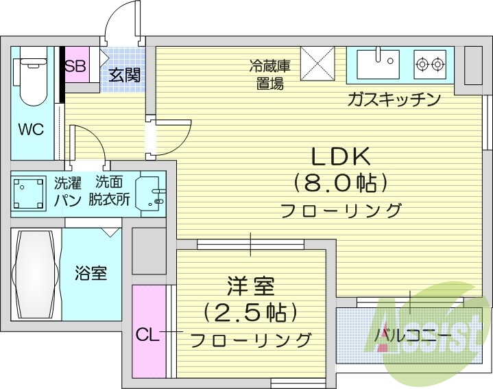 1LDK、浴室乾燥機、追い焚き、モニターインターホン