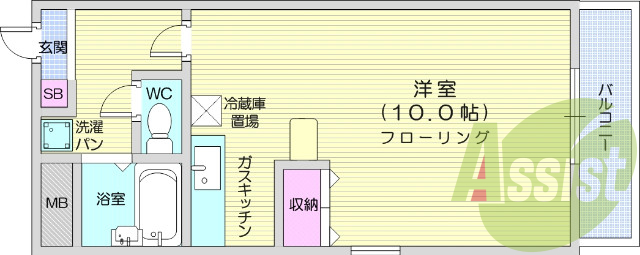 1K、エアコン、収納、シューズBOX、照明