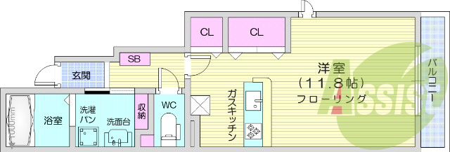 クローゼット、バルコニー、カウンターキッチン、バストイレ別