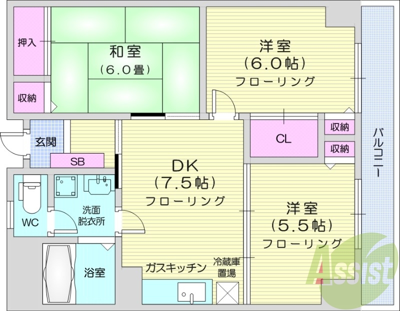 3DK、追い焚き、温水洗浄便座、ディンプルキー、エレベーター