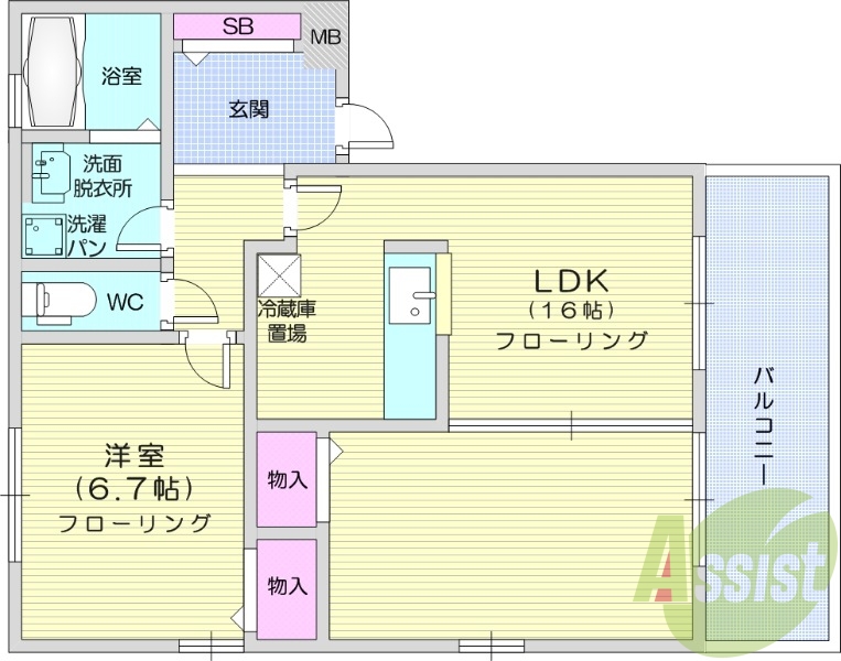 1LDK、カウンターキッチン、浴室乾燥、ウォシュレット