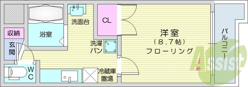 1K、オートロック付き、バストイレ別で長町駅徒歩3分。