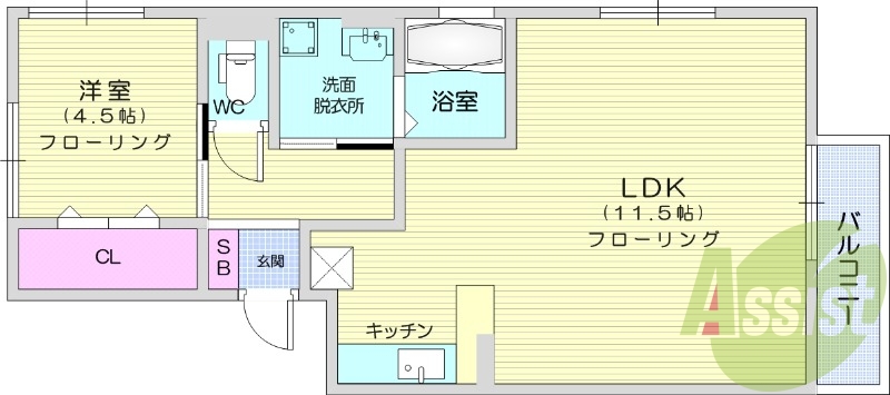 1LDK、オートロック、追い焚き、物置、
