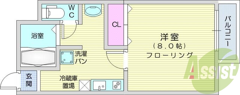1K、IHクッキングヒーター、カメラ付きインターホン。