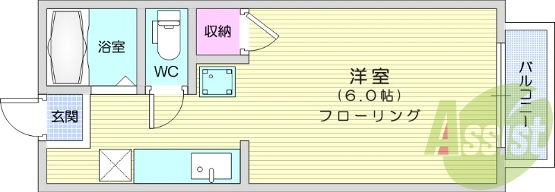 1k、エアコン、温水洗浄便座、室内洗濯機置場