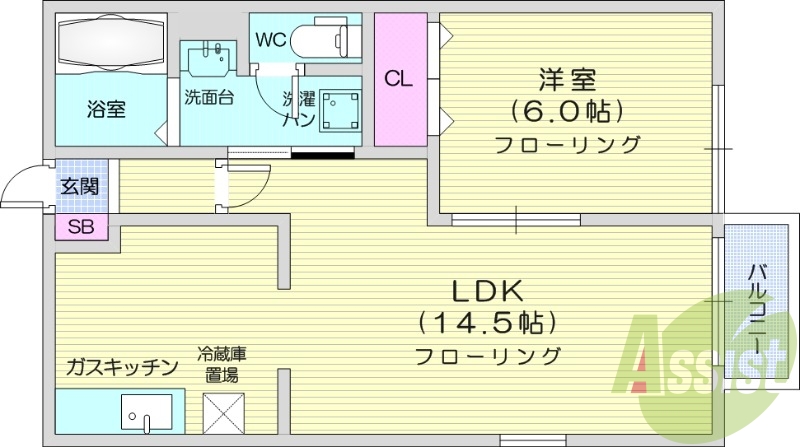１LDK、ウォッシュレット、追い焚き機能