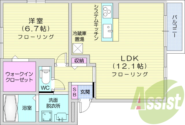 1LDK、オートロック、オール電化、ウォークインクローゼット