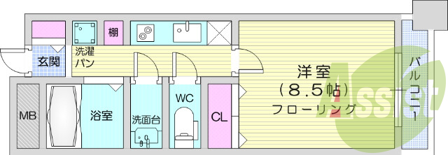 ※反転タイプ。B・T別、独立洗面台、モニタ付きインターホン