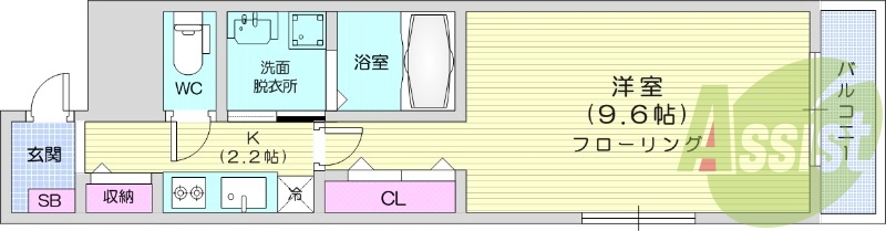 1K、防犯カメラ、宅配ボックス、インターネット使用料無料