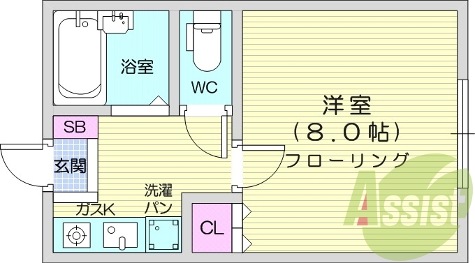 1K、バストイレ別、収納スペース、モニタ付きインターフォン