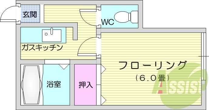 １k、女性限定、和室、トイレ、エアコン、キッチン