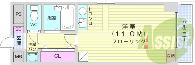 1K、エアコン、バストイレ別、インターホン