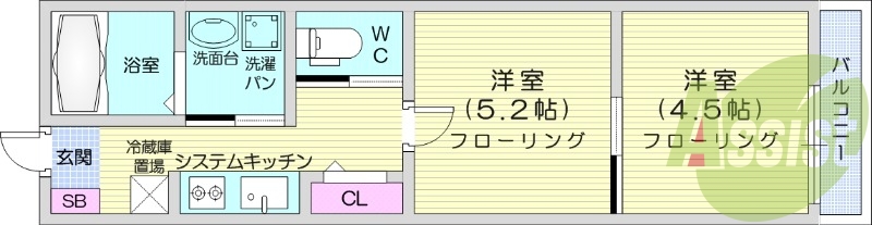 2K、エアコン、追い焚き、浴室乾燥機、バストイレ別