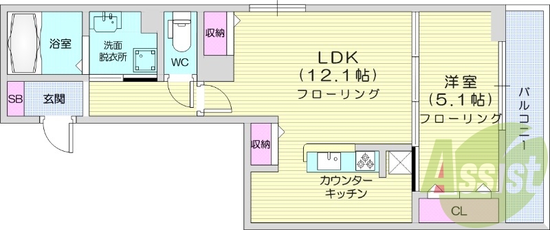 1LDK、ペット相談、オートロック、エアコン。