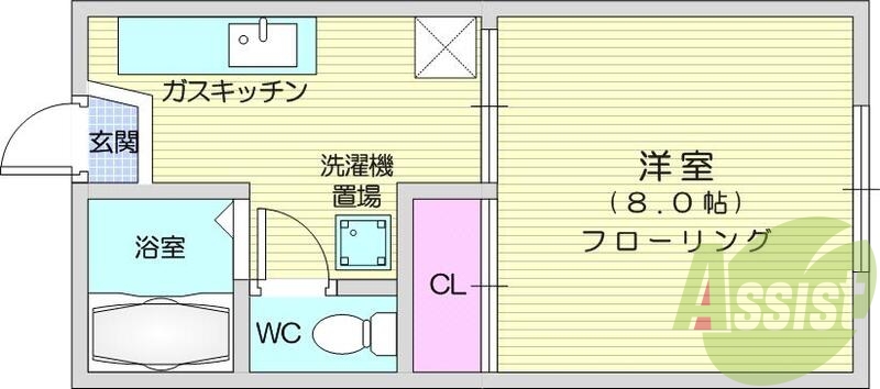 1K、バストイレ別、シャワー、収納、都市ガス、エアコン