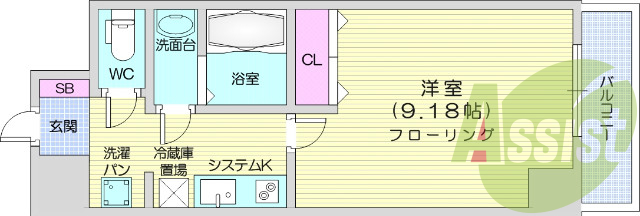1K、ウォシュレット、洗髪洗面化粧台、追い焚き