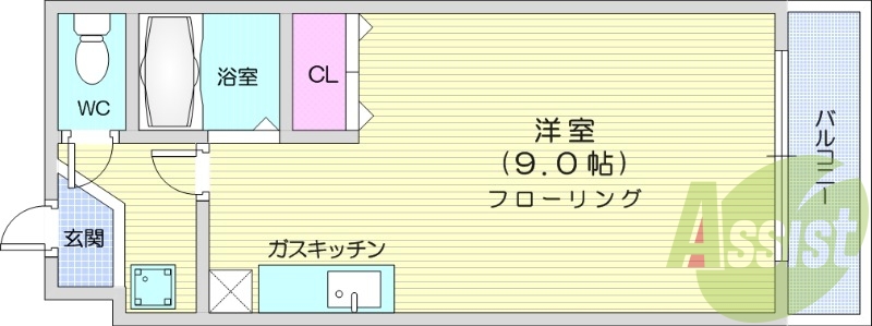 １K、ロフト、バルコニー、クローゼット、エアコン