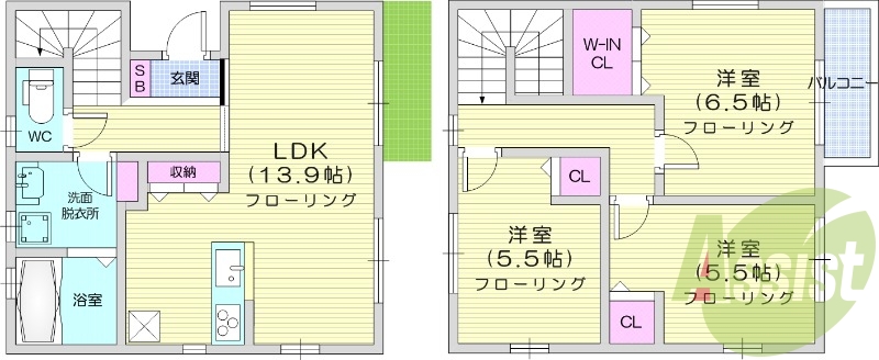 駐車場無料、3LDK、システムキッチン、