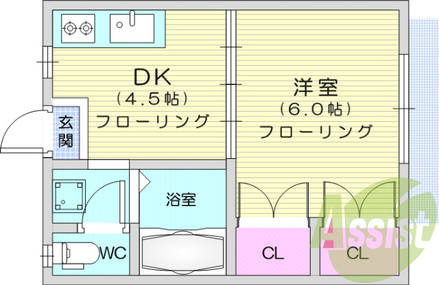 １ＤＫ、セパレート、収納、室内洗濯機置き場、エアコン