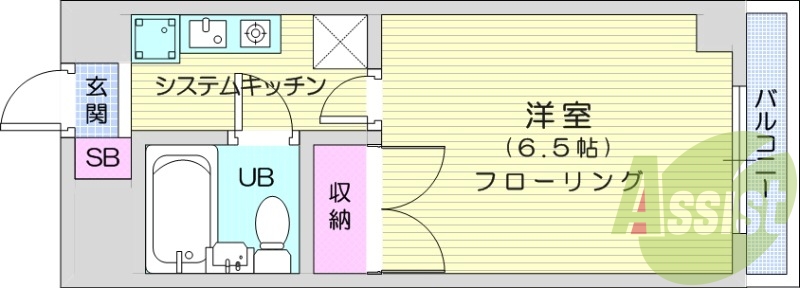1K、オール電化、オートロック、システムキッチン