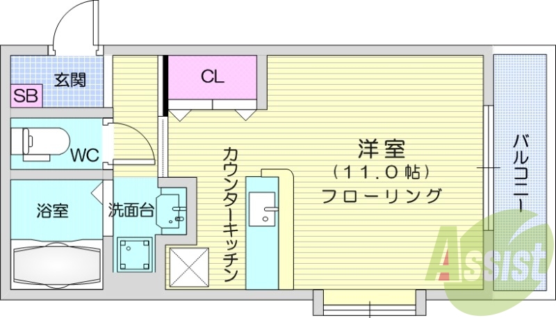 ワンルーム、デジタルキー、ペット可、エアコン。