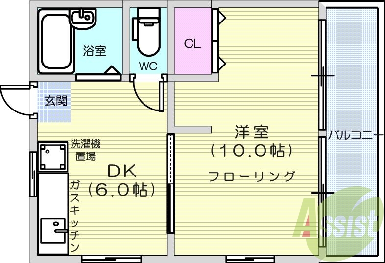 1ＤＫ、モニター付きインターホン、エアコン、バス・トイレ別
