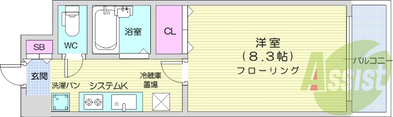 1K、バストイレ別、温水洗浄便座、エアコン、オートロック