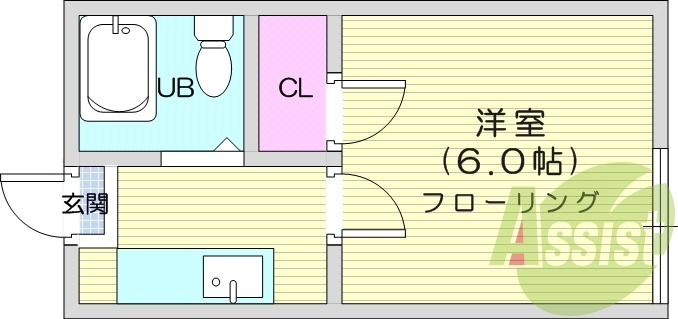 １K、フローリング、エアコン、クローゼット