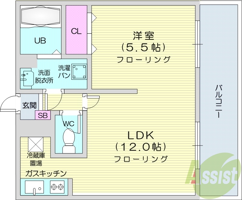1LDK、モニター付インターホン、追い焚き機能、浴室乾燥機。